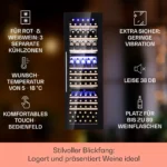Vinsider 55,5cm 89 Flaschen Einbau-Weinkühlschrank​ 3 Zonen Schwarz – Bild 2
