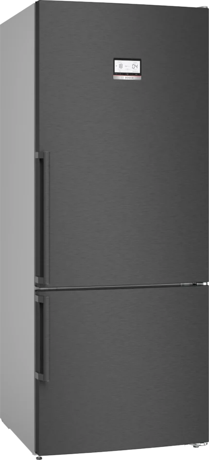 Serie 6 Freistehende Kühl-Gefrier-Kombination mit Gefrierbereich unten 186 x 75 cm Gebürsteter schwarzer Stahl AntiFingerprint