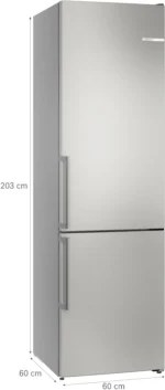 Serie 6 Freistehende Kühl-Gefrier-Kombination mit Gefrierbereich unten 203 x 60 cm Edelstahl – Bild 9