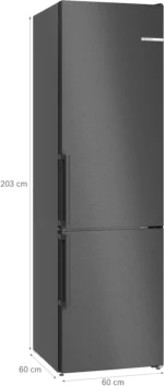 Serie 4 Freistehende Kühl-Gefrier-Kombination mit Gefrierbereich unten 203 x 60 cm Gebürsteter schwarzer Stahl AntiFingerprint – Bild 6
