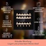 Rhone 59cm 25 Flaschen Einbau-Weinkühlschrank​ 2 Zonen Schwarz – Bild 3